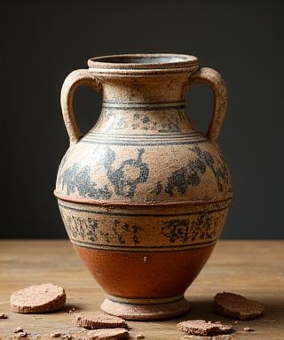 Anfora antica scheggiata e rotta